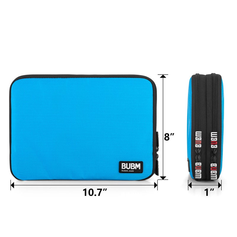 BUBM Double Layer Electronics Organizer/Travel Gadget Bag for Cables, Memory Cards, Flash Hard Drive and More, Fit for iPad or Tablet(up to 9.7")-Large, Blue - Image 5